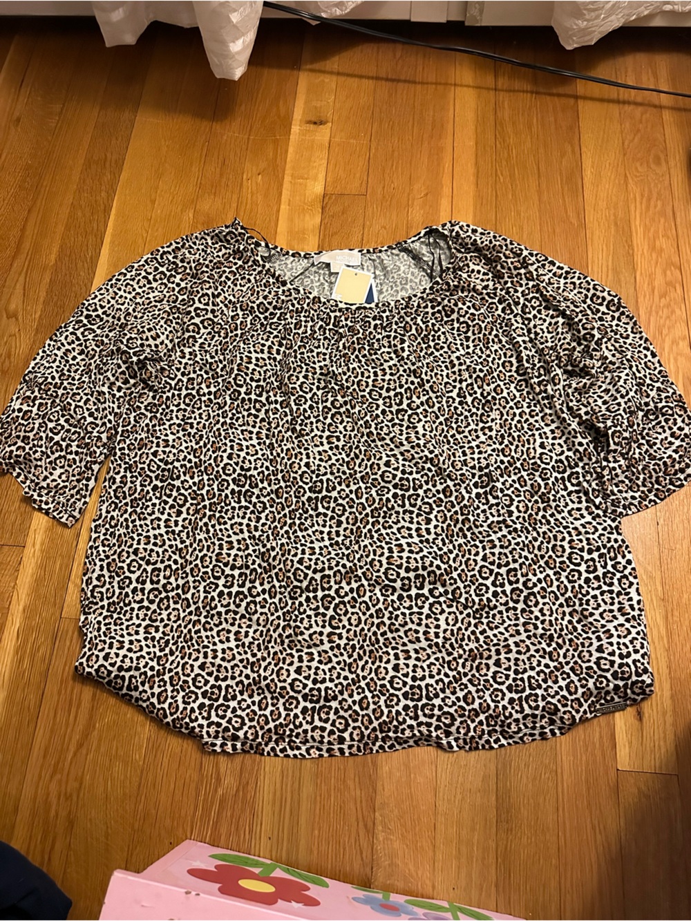 Michael Kors Leopard Print Blouse in Cream, Black, Brown